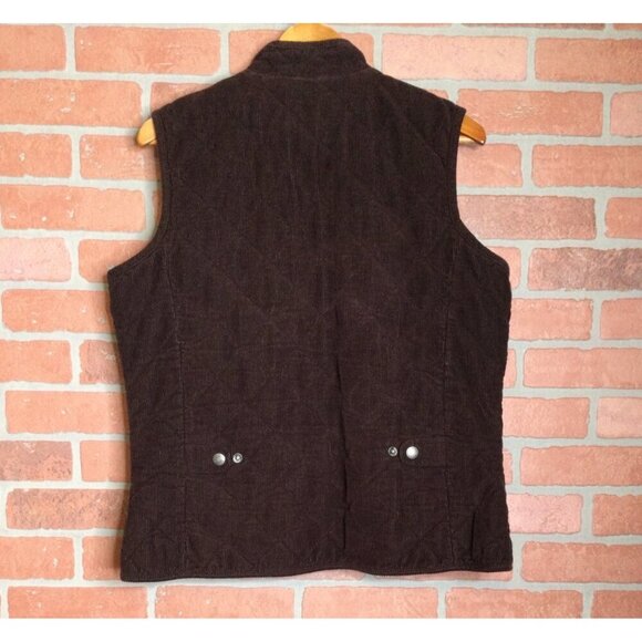 Eddie Bauer Womens Quilted Corduroy Vest With Zipper Pockets Insulated Brown Siz - Picture 3 of 7